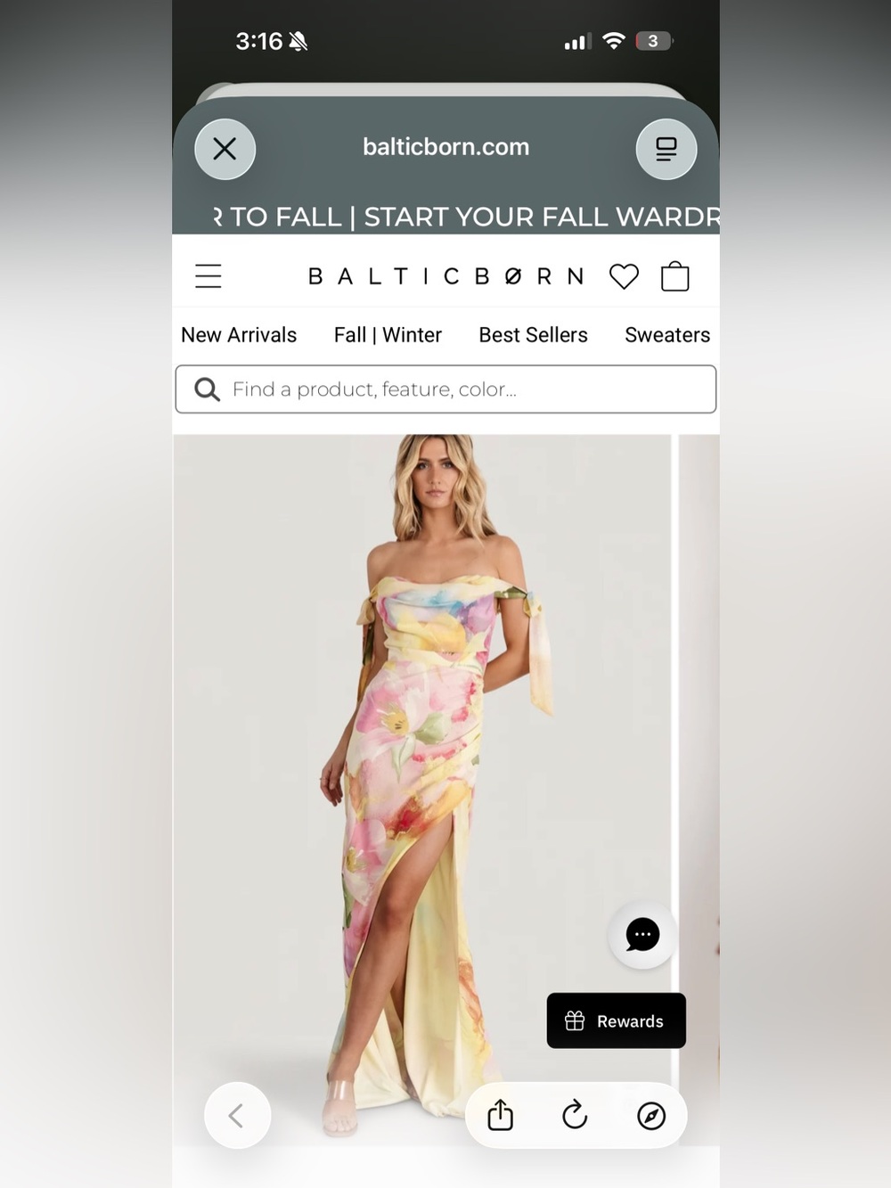 Baltic Born Floral Cowl-Tie-Shoulder Maxi Dress in Yellow and Pink retail $134